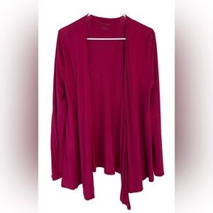 Arabella Open Front Long Cardigan Dark Academia Medium Red Burgundy Holiday Cozy
